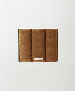 Raw brown cotton mini towel 3pieces gift set