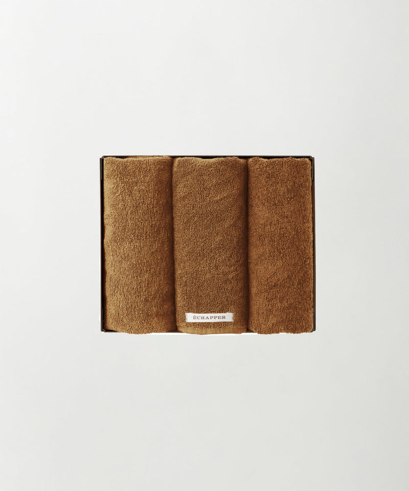 Raw brown cotton mini towel 3pieces gift set