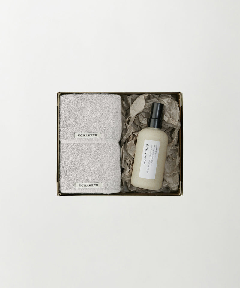 Botanically coloured cotton pile mini towel ＆ Linen spray gift set